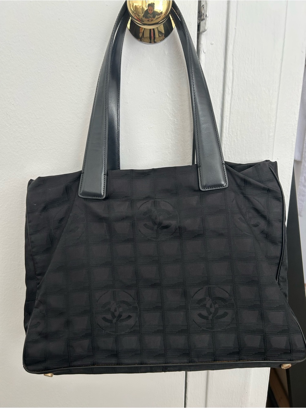 Vintage Chanel Black Nylon New Travel Line Tote Bag